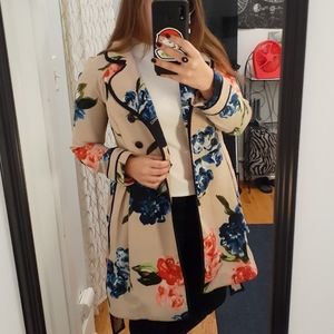 ELLE Floral Trench Coat